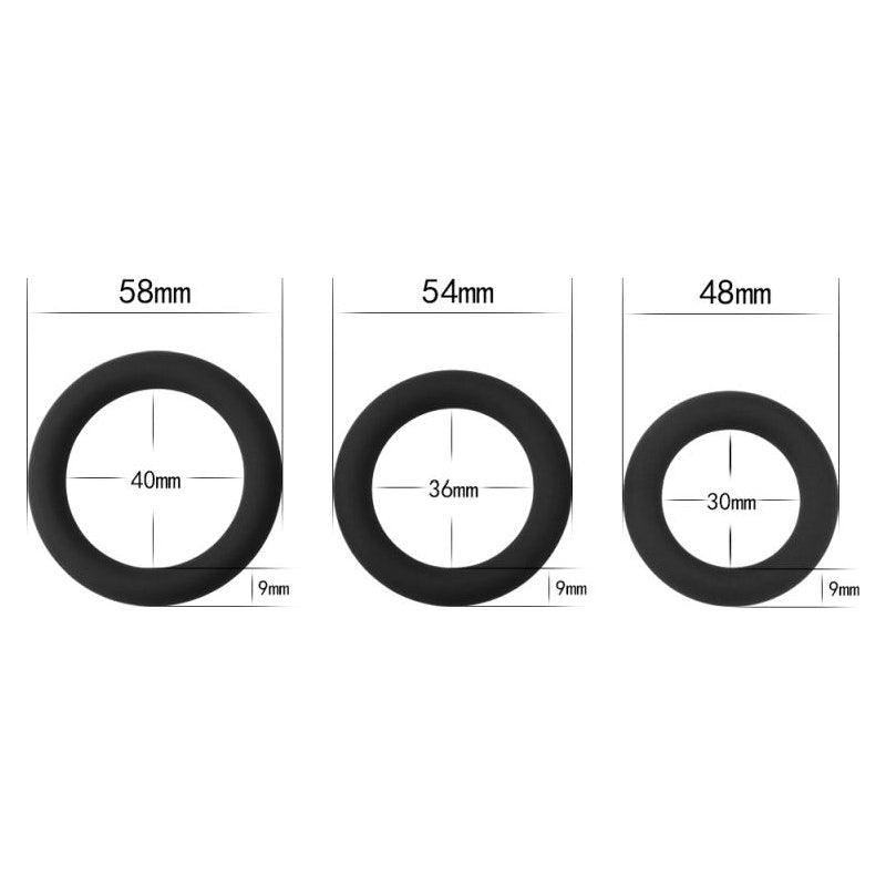Silicone 3 Pc Cock Ring Set - Adult Toys