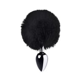 Silver Metal Anal Plug Small w Black Tail - Adult Toys