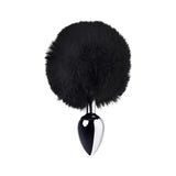 Silver Metal Anal Plug Small w Black Tail - Adult Toys