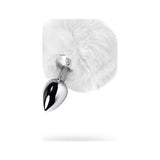 Silver Metal Anal Plug Small w White Tail - Adult Toys