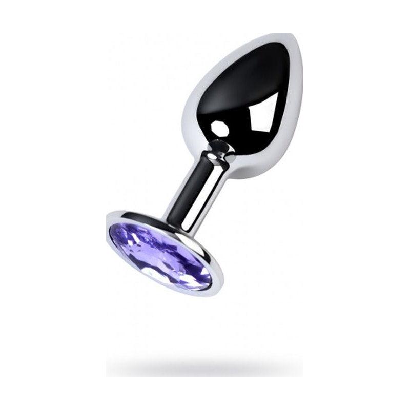 Silver Metal Anal Plug w Amethyst Crystal Small - Naughty by Nature Adult Store