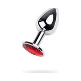 Silver Metal Anal Plug w Red Ruby Gem Small - Adult Toys