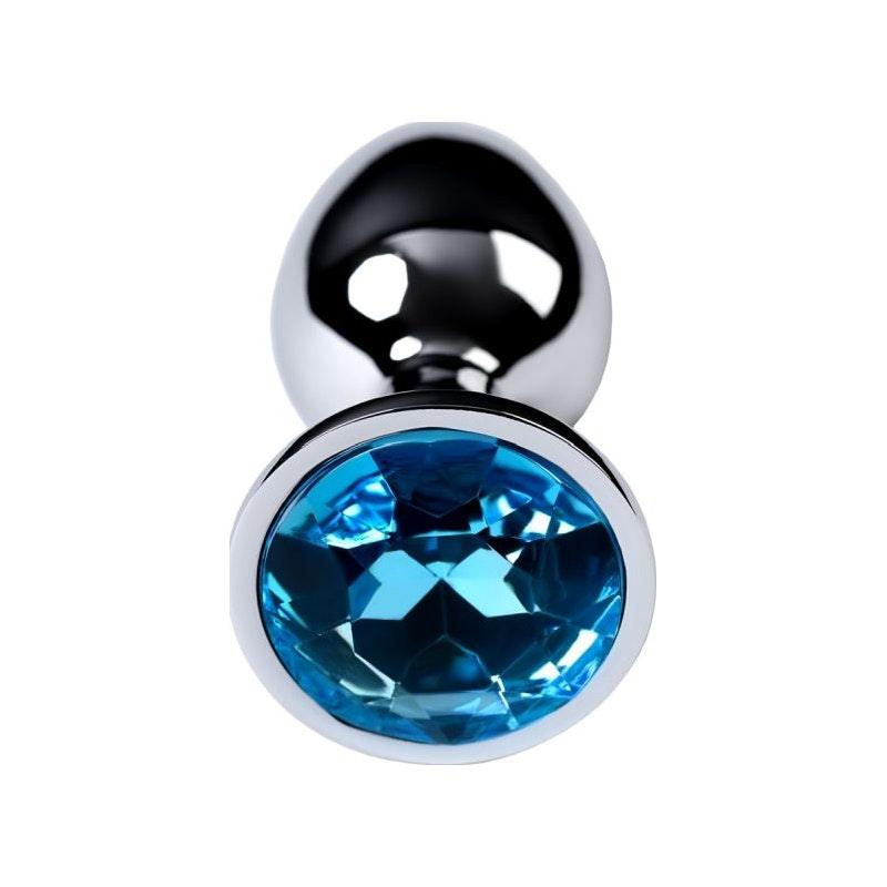 Silver Metal Anal Plug w Topaz Crystal Small - Adult Toys