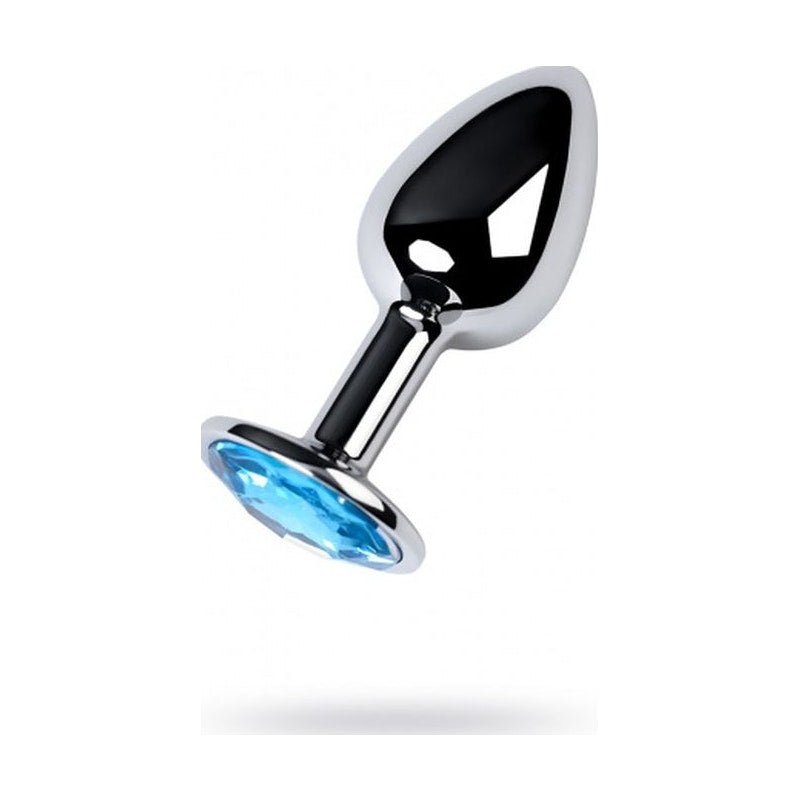 Silver Metal Anal Plug w Topaz Crystal Small - Adult Toys