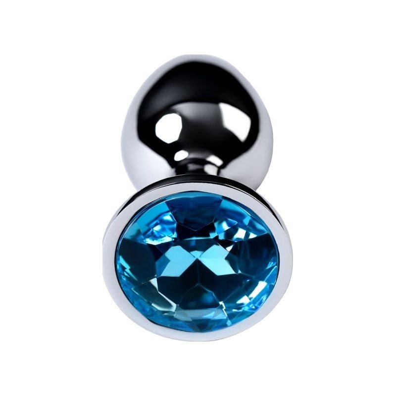 Silver Metal Anal Plug w Topaz Crystal Small - Adult Toys