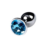 Silver Metal Anal Plug w Topaz Crystal Small - Adult Toys