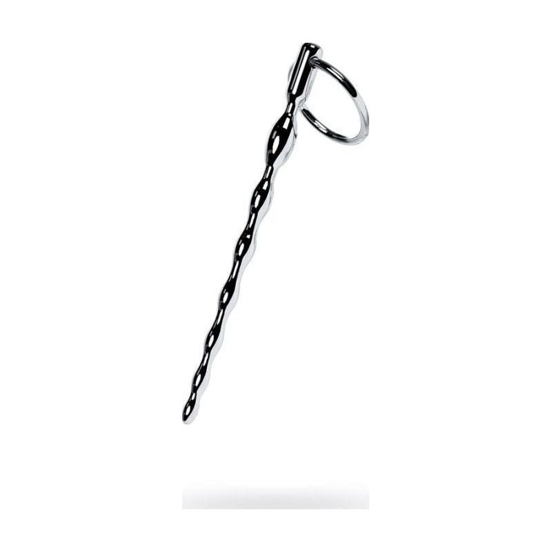 Silver Metal Braided Urethral Plug w Replaceable Ring - Adult Toys