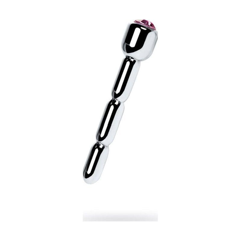 Silver Metal Urethral Plug w Ruby Rhinestone - Naughty by Nature Adult Store