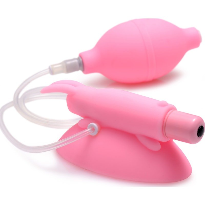 Size Matters Silicone Vibrating Pussy Cup – Pink Suction Pump Toy - Adult Toys