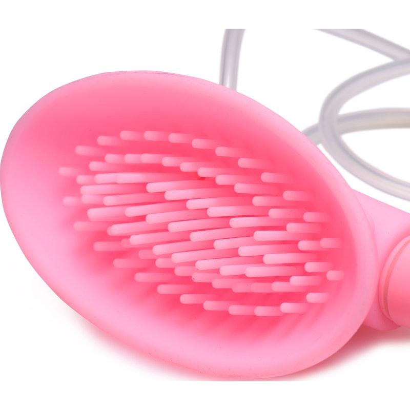Size Matters Silicone Vibrating Pussy Cup – Pink Suction Pump Toy - Adult Toys
