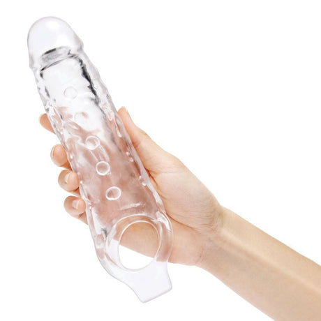 Size Up 1 Inch See - Thru Stretch Penis Extender - Clear 2.5 cm (1'') Penis Extension Sleeve - SLEEVES