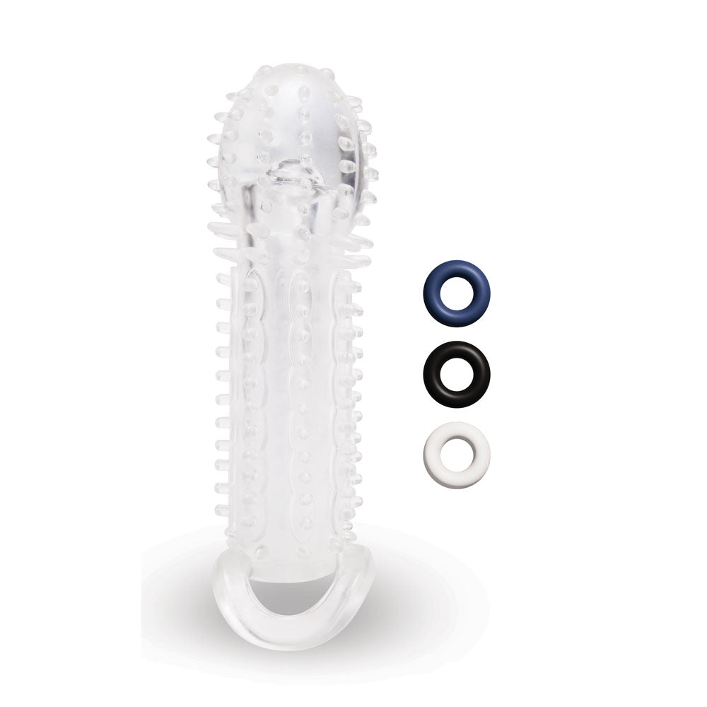 Size Up 1.5 Inch See - Thru Stretch Penis Extender - Clear 3.8 cm (1.5'') Penis Extension Sleeve - SLEEVES