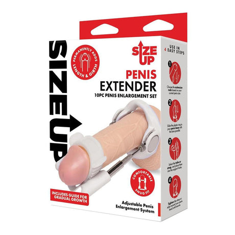 Size Up Penis Extender - White Penis Extender Kit - 10 Piece Set - PUMPS