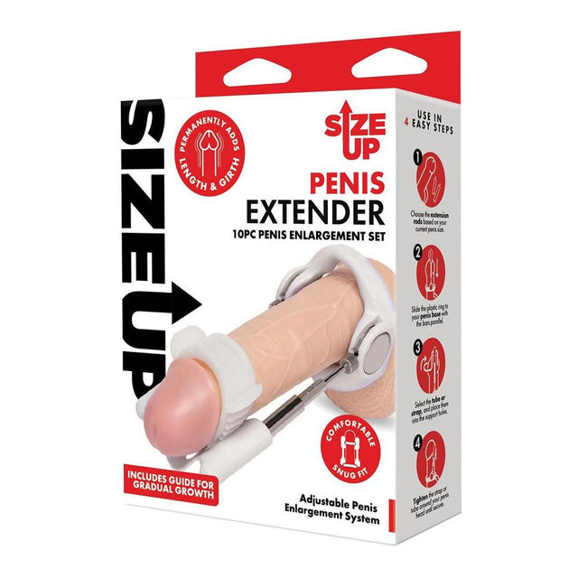 Size Up Penis Extender - White Penis Extender Kit - 10 Piece Set - PUMPS