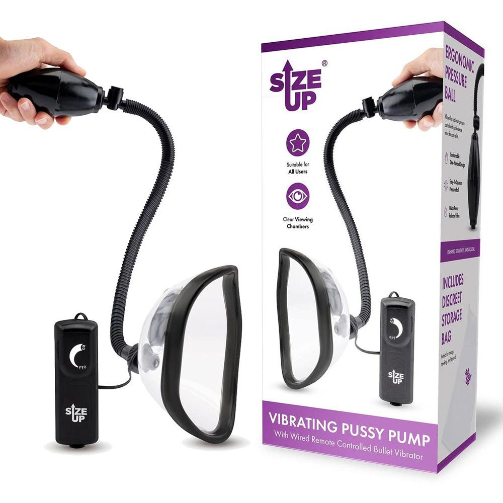 Size Up Vibrating Pussy Pump Clear Vibrating Vagina Pump - PUMPS