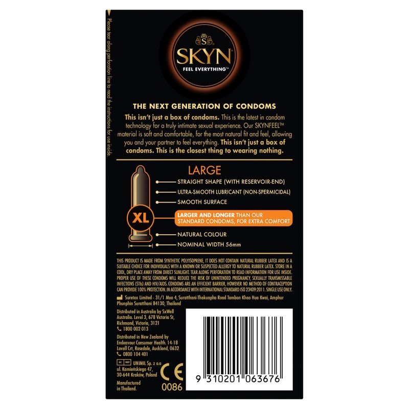 SKYN Large Condoms 10 Pc - Lotions & Potions