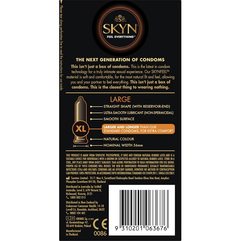 SKYN Large Condoms 10 Pc - Lotions & Potions