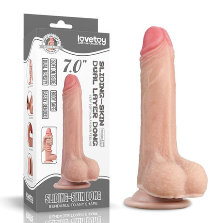 Sliding Skin Dual Layer Dong - Flesh (7'') with Flexible Skin - DONGS
