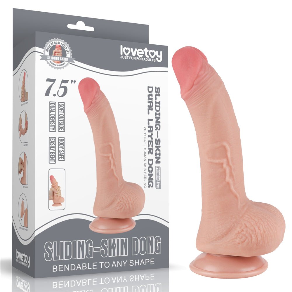 Sliding Skin Dual Layer Dong - Flesh (7.5'') with Flexible Skin - DONGS