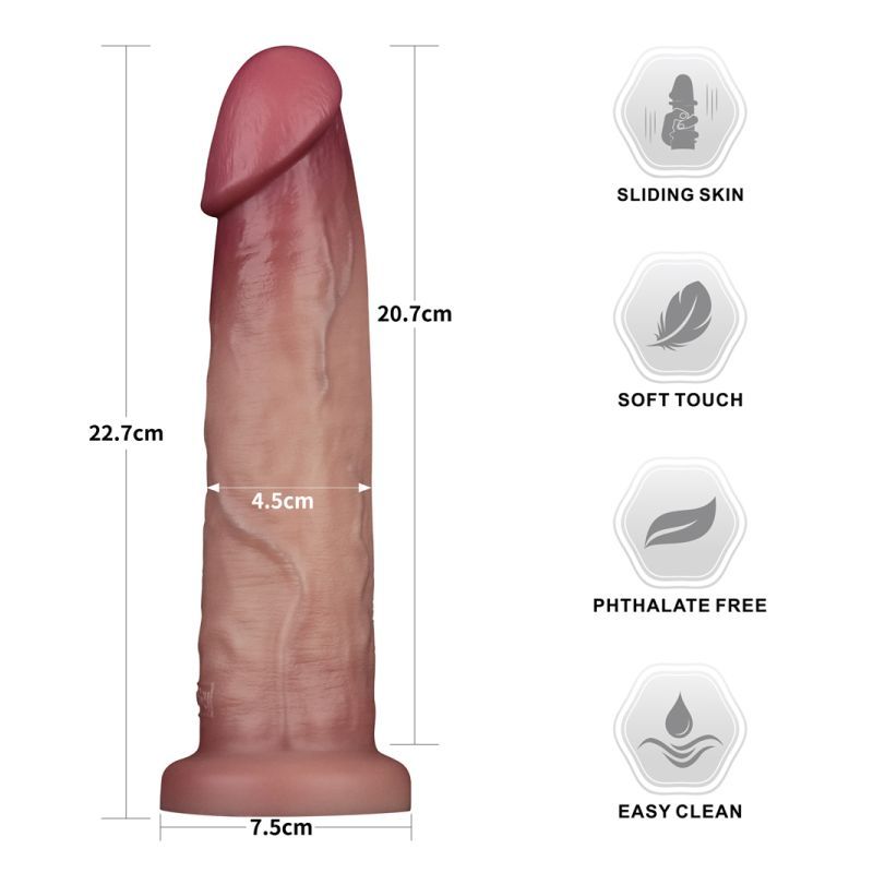 Sliding Skin Pro Dual Layer Silicone Dong 9in - Adult Toys