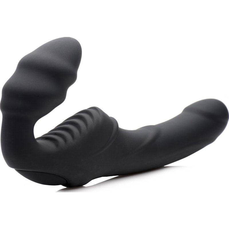 Slim Rider Ribbed Vibrating Silicone Strapless Strap On - Naughty by Nature Adult Store