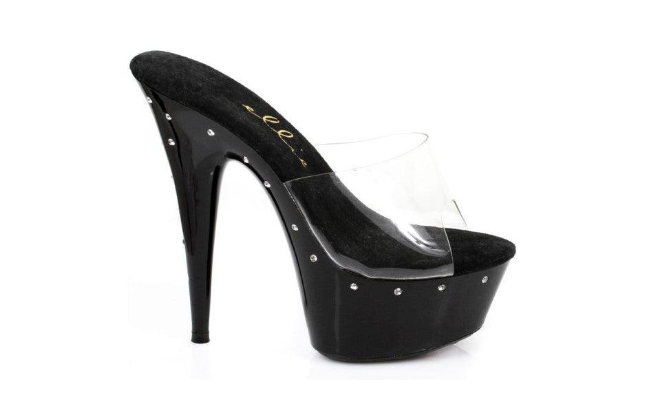 Slip On Rhinestone Platform Black 6in - Naughty by Nature Adult Store