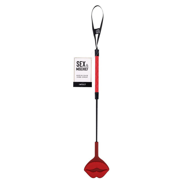 S&M Exs & Ohs Kiss Crop - Red Silicone Tipped Crop Whip - BONDAGE - TOYS