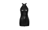 Snake Wetlook Mini Dress w Front Zipper - Lingerie