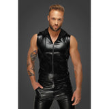 Snake Wetlook Sleeveless Zip - up Top with Sheer Hood - Lingerie