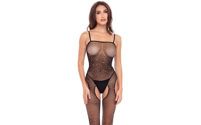 Sparkle Crotchless Bodystocking Black - Naughty by Nature Adult Store