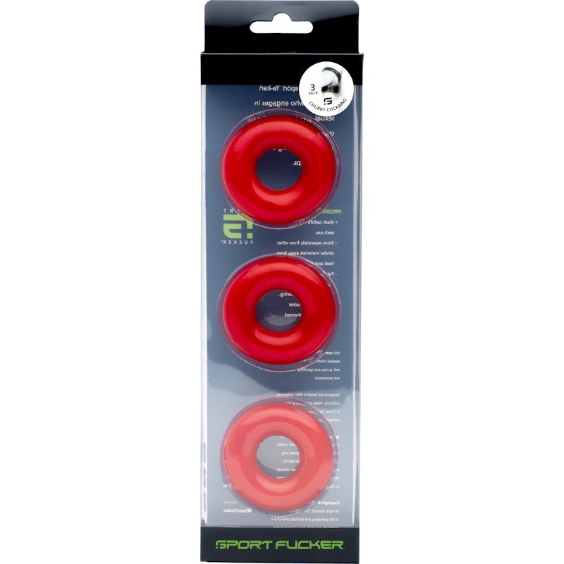Sport Fucker Chubby Cockring 3 Pk Red - Adult Toys