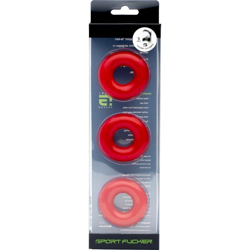 Sport Fucker Chubby Cockring 3 Pk Red - Adult Toys