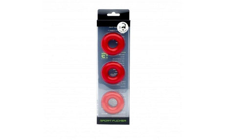 Sport Fucker Chubby Cockring 3 Pk Red - Adult Toys