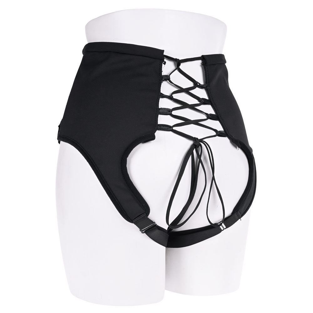 SPORTSHEETS High Waisted Corset Strap On - Black Adjustable Strap - On Harness (No Probe Included) - STRAP - ONS