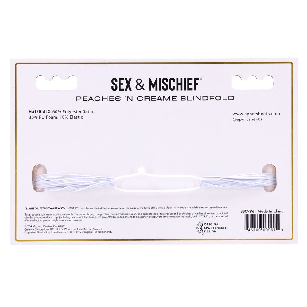 Sportsheets Peaches n CreaMe Satin Blindfold – Padded Eye Mask - BONDAGE - TOYS