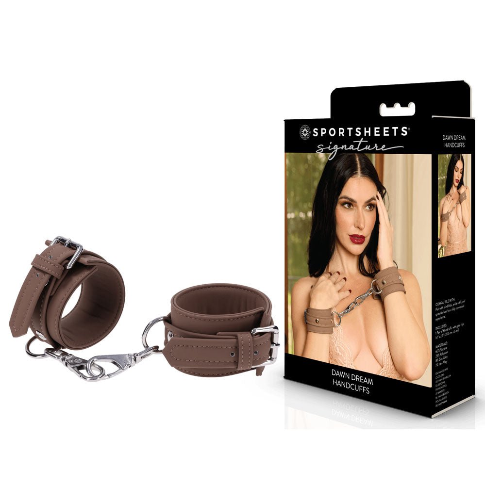 Sportsheets Premium Adjustable Tan Handcuffs For Role Play - BONDAGE-TOYS