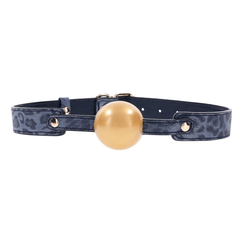 Sportsheets Sex & Mischief Cougar Ball Gag – Navy Blue & Gold Restraint - BONDAGE - TOYS