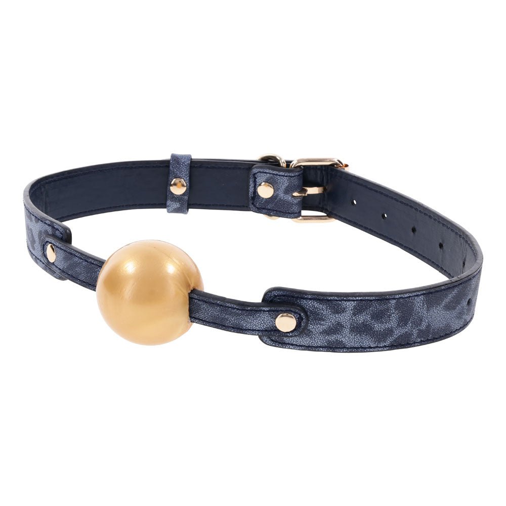 Sportsheets Sex & Mischief Cougar Ball Gag – Navy Blue & Gold Restraint - BONDAGE - TOYS