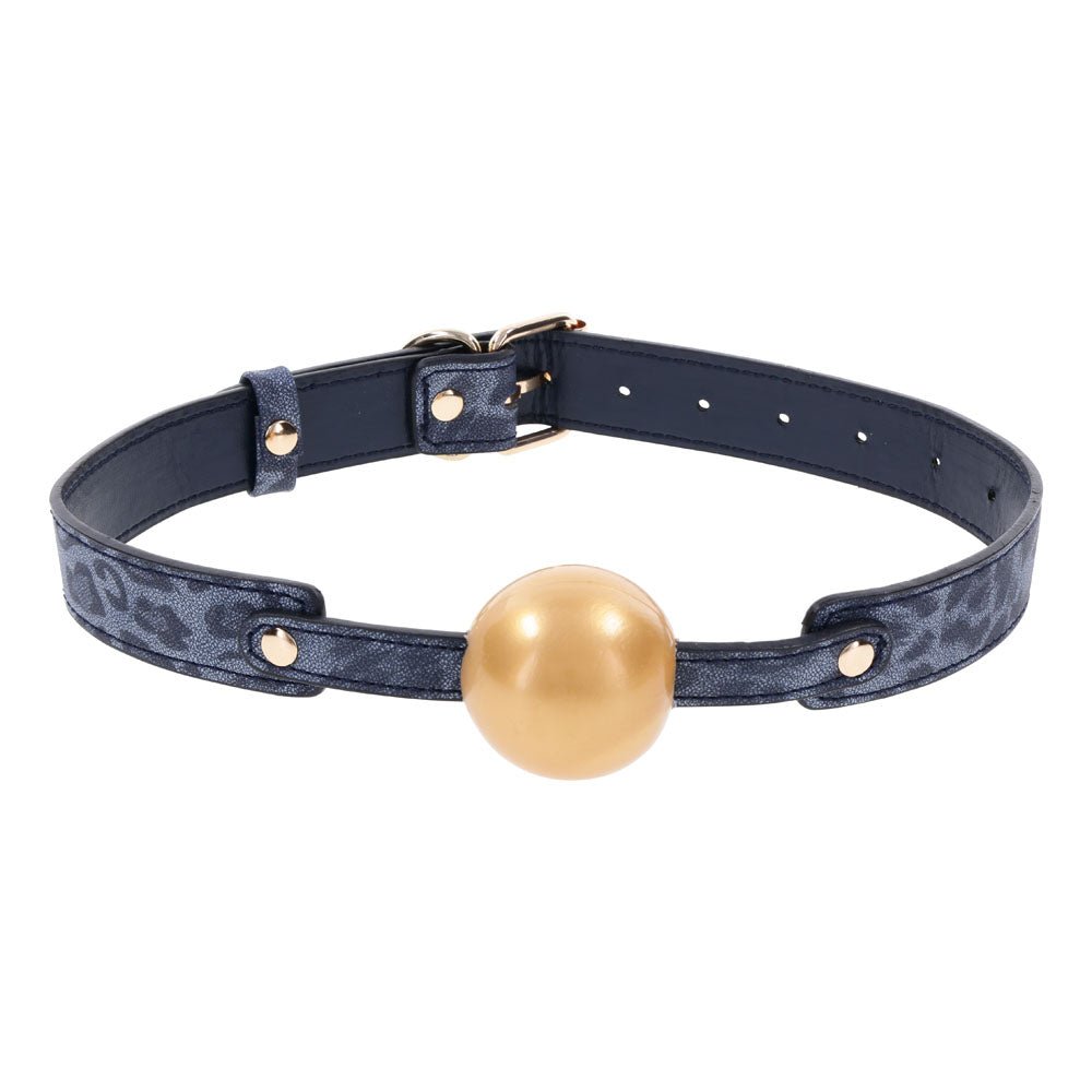 Sportsheets Sex & Mischief Cougar Ball Gag – Navy Blue & Gold Restraint - BONDAGE - TOYS