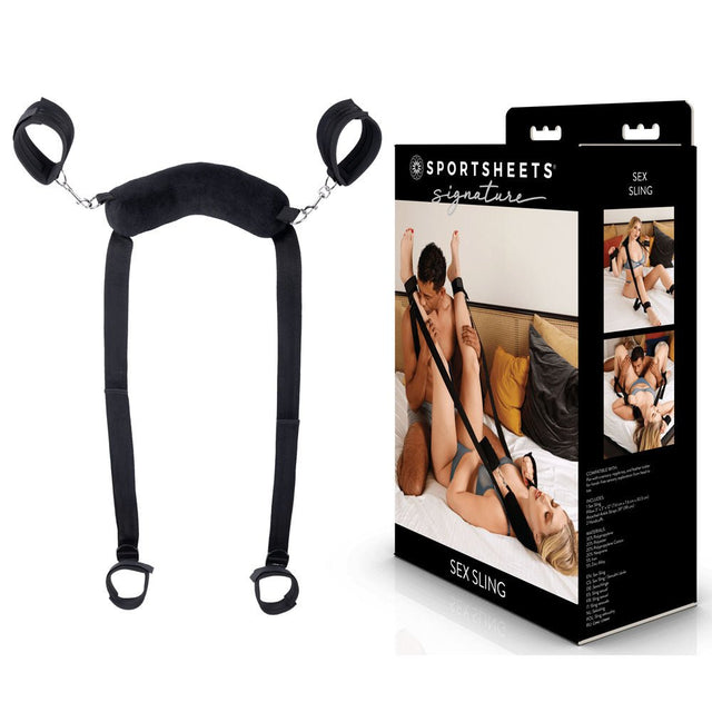 Sportsheets Signature Adjustable Black Sex Sling Device - BONDAGE-TOYS