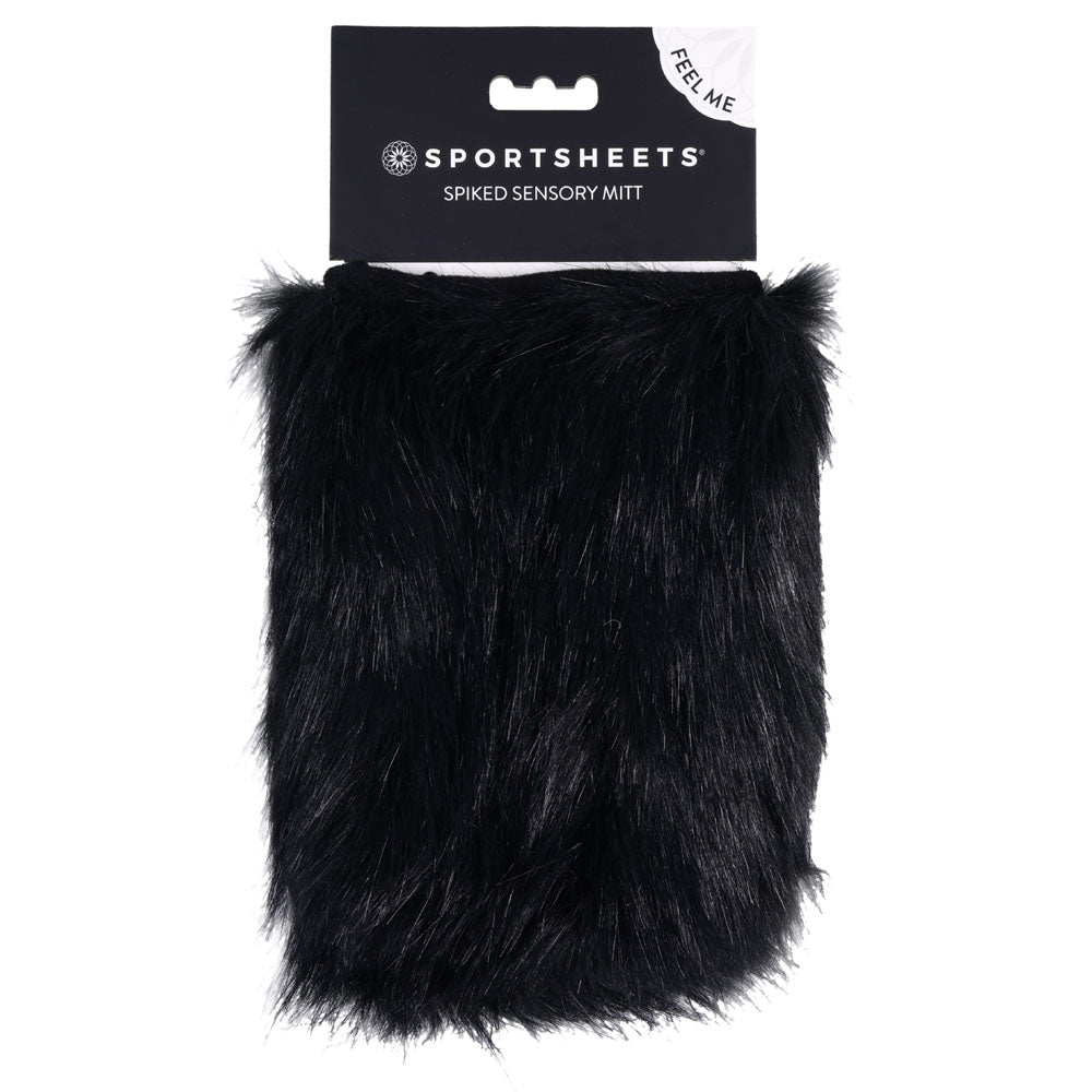 SPORTSHEETS Spiked Sensory Mitt - Black Furry Mitt with Spikes - BONDAGE - TOYS