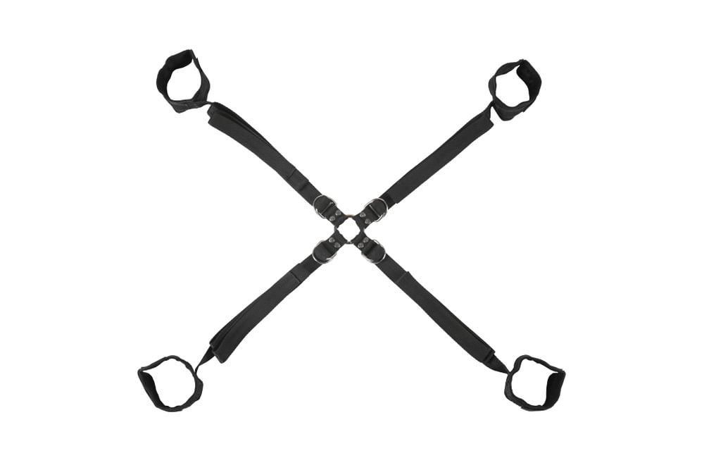 SPORTSHEETS Velvet Noir Adjustable Hog Tie & Cuff Set - BONDAGE - TOYS