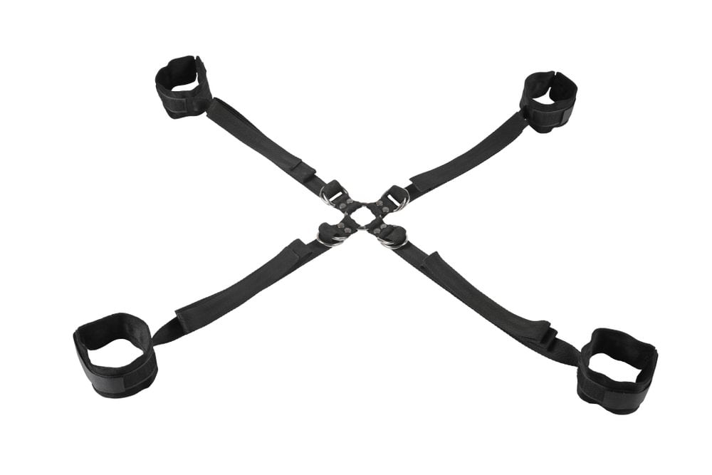 SPORTSHEETS Velvet Noir Adjustable Hog Tie & Cuff Set - BONDAGE - TOYS