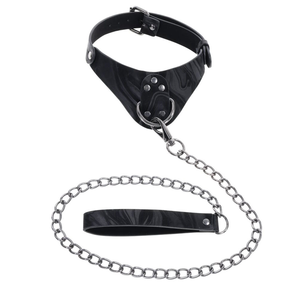 SPORTSHEETS Velvet Noir Collar & Leash - BONDAGE - TOYS