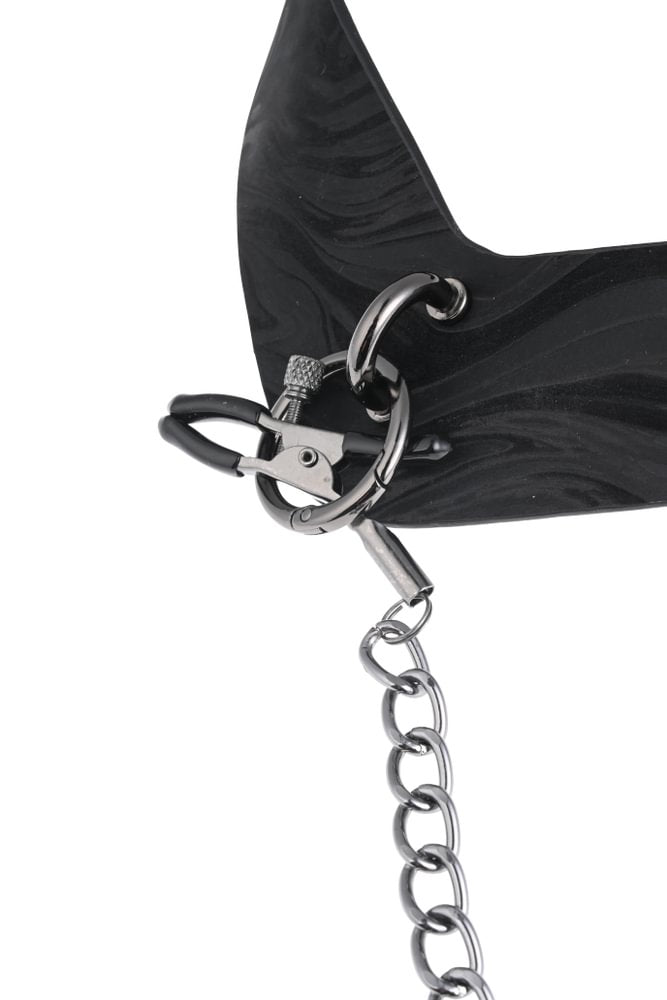 SPORTSHEETS Velvet Noir Collar & Removable Clamps - BONDAGE - TOYS