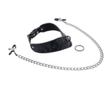 SPORTSHEETS Velvet Noir Collar & Removable Clamps - BONDAGE - TOYS