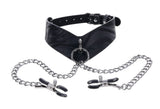 SPORTSHEETS Velvet Noir Collar & Removable Clamps - BONDAGE - TOYS