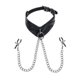 SPORTSHEETS Velvet Noir Collar & Removable Clamps - BONDAGE - TOYS