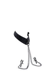 SPORTSHEETS Velvet Noir Collar & Removable Clamps - BONDAGE - TOYS