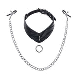 SPORTSHEETS Velvet Noir Collar & Removable Clamps - BONDAGE - TOYS